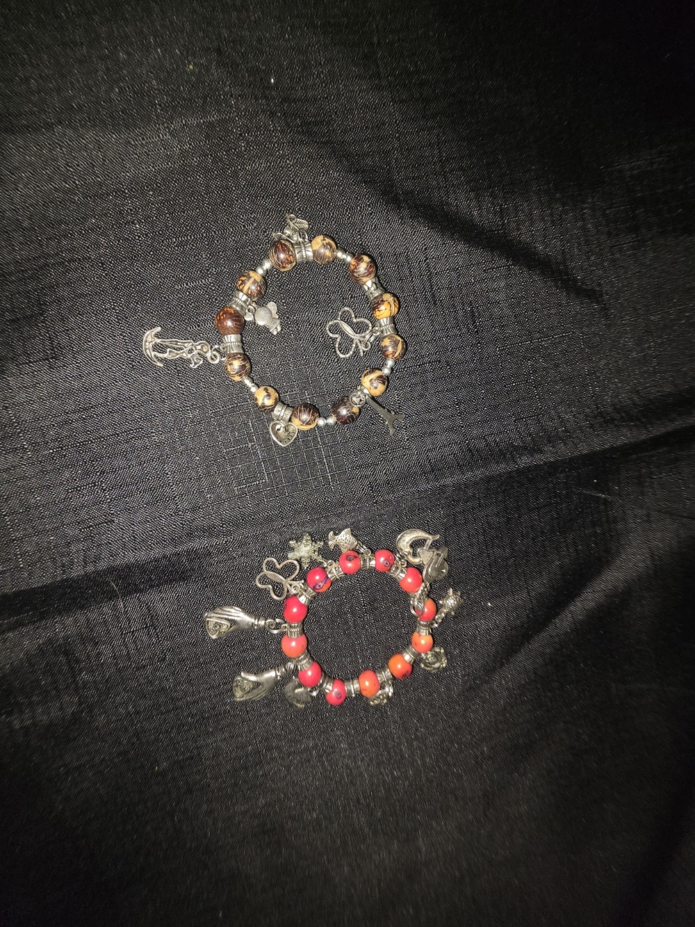 Beaded Charm Bracelet - Red Beads